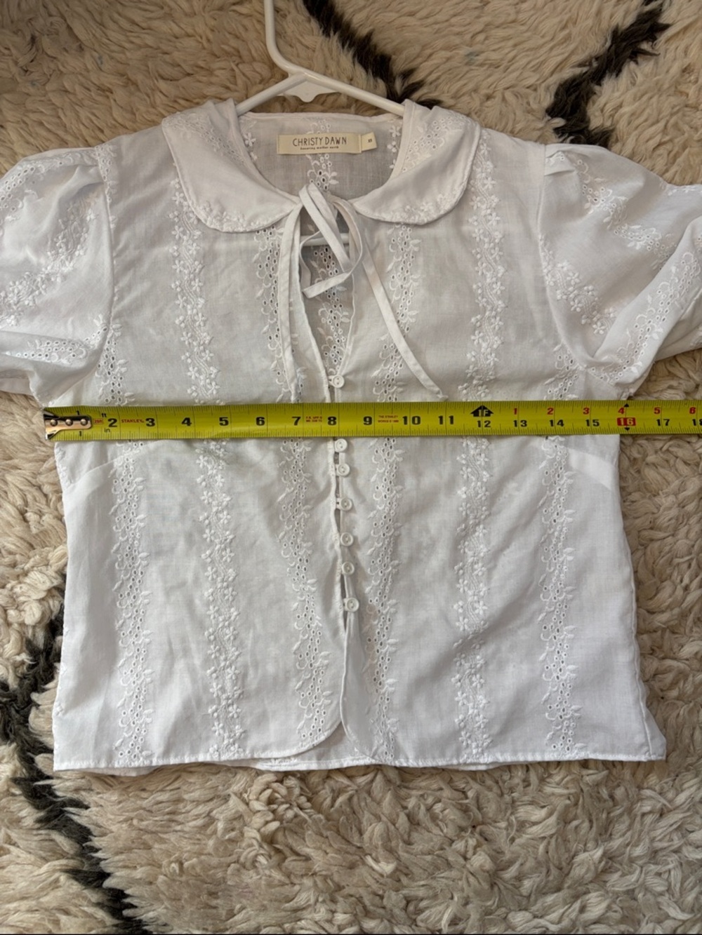 Christy Dawn White Eyelet Button-Front Cotton Blouse - Picture 9 of 16